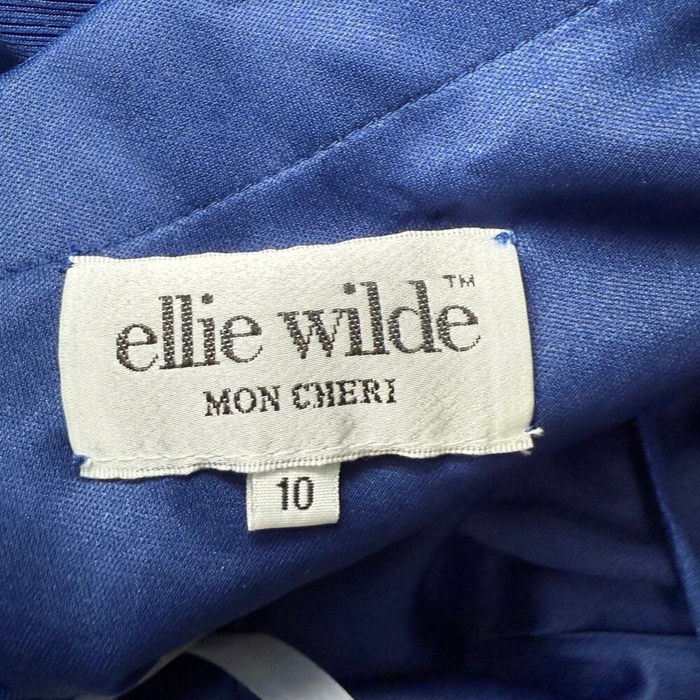 Ellie Wilde By Mon Cheri Metallic Blue Mermaid Prom Dress 10 Bridesmaid NEW - Picture 6 of 10
